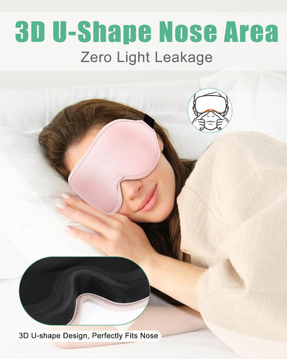 BeeVines Sleep Mask, 2 Pack 3D Contoured Sleeping Eye Masks for Lash Extensions, Night Molded Covers with Adjustable Strap, Memory Foam Eye Shade for Traveling Yoga Nap(Black & Grey)