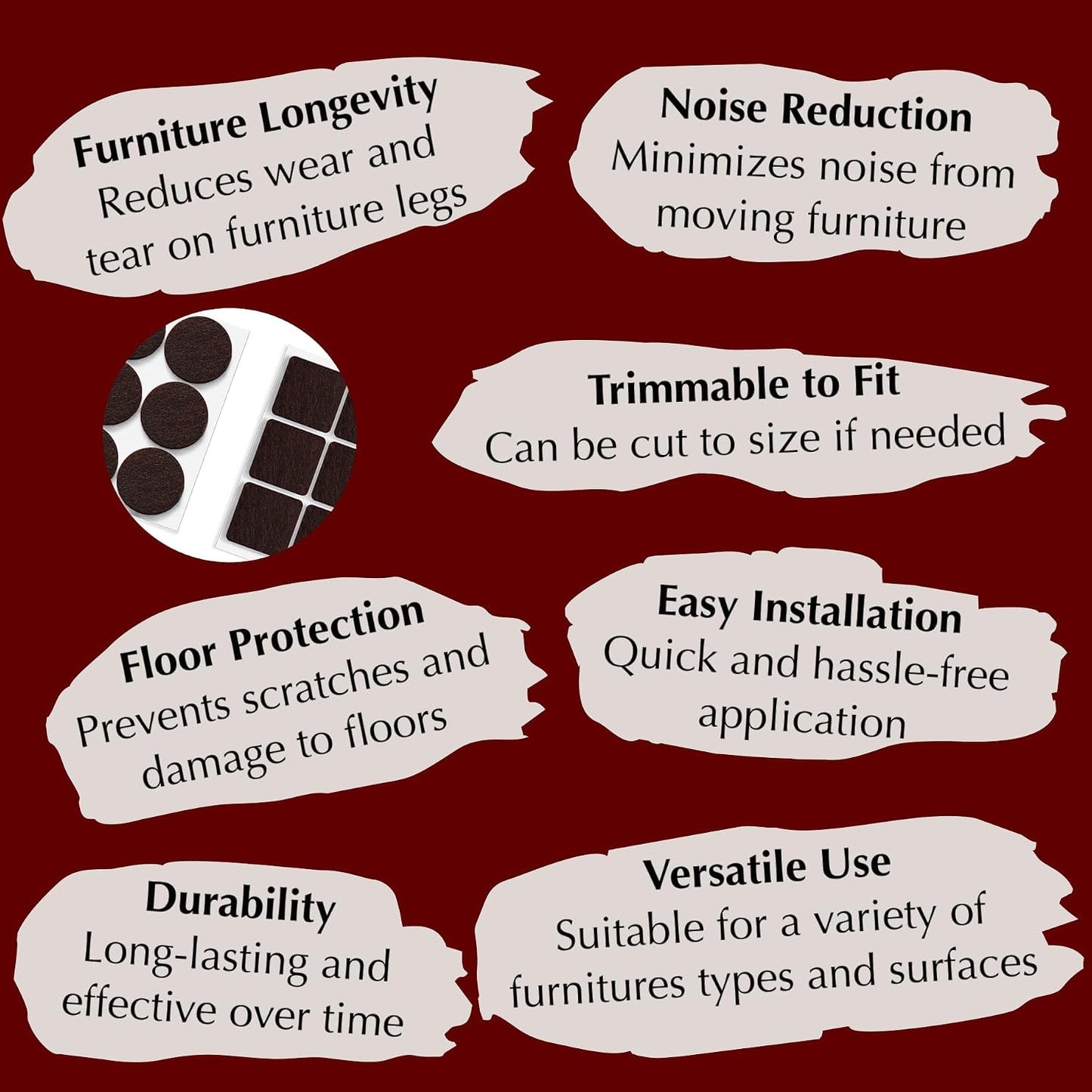 Felt Furniture Pads - 156pcs Black - Chair Leg Floor Protectors - Felt Pads | Furniture Sliders for Hardwood Floors, Chair Foot Pads, Furniture Legs, Felt Pads for Chairs, Floor Protectors for Furniture