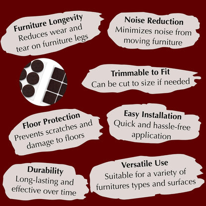 Felt Furniture Pads - 156pcs Black - Chair Leg Floor Protectors - Felt Pads | Furniture Sliders for Hardwood Floors, Chair Foot Pads, Furniture Legs, Felt Pads for Chairs, Floor Protectors for Furniture