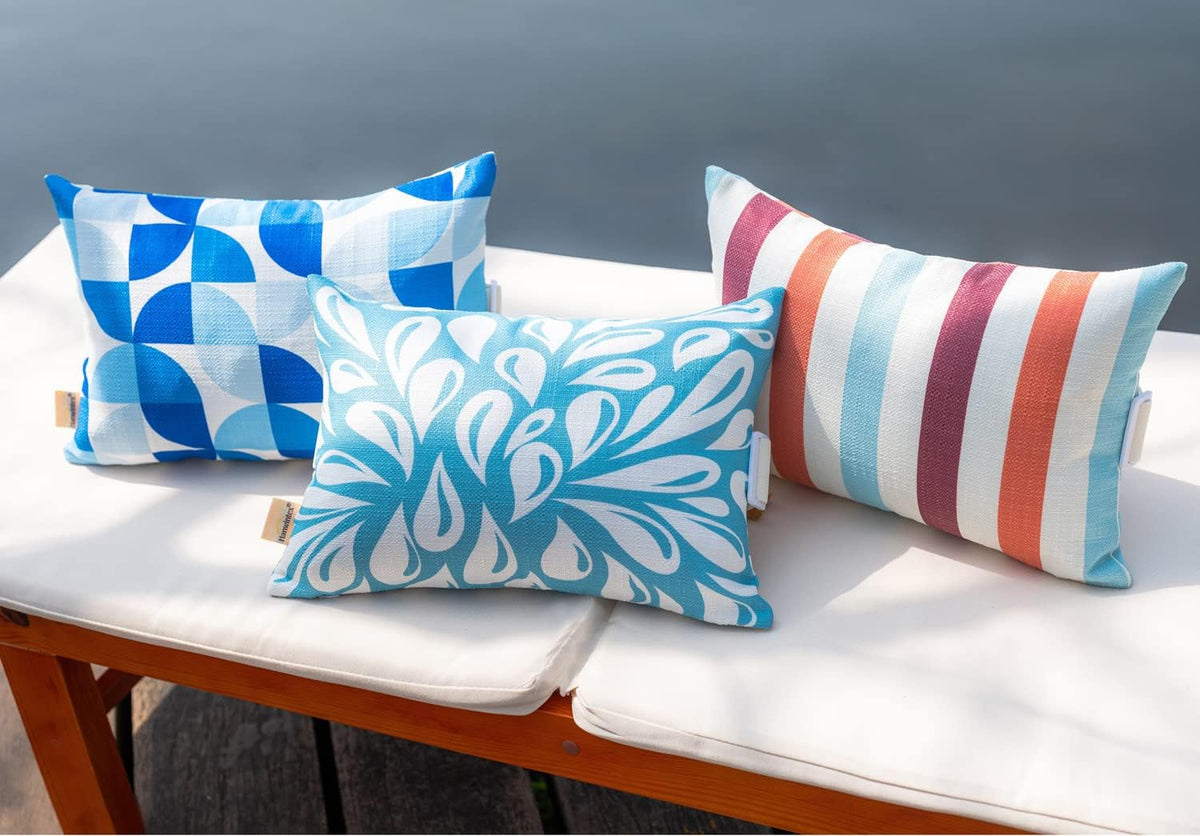 Outdoor Neck Pillow for Recliner,Patio Chaise Lounge Waterproof Headrest Pillow with Adjustable Elastic Stripe,Small Pillows Attachment for Office Chair,Car Seat Head or Lumbar, Navy Blue 2Pack