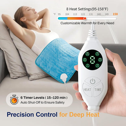 158℉ High-Heat 15s Heating Pad for Back/Muscles/Shoulder Pain | 33"x17"Full Body Coverage, Period Cramps/Neck Relief, 8 Heat Levels, Auto Off, Deep Moist and Dry Heat