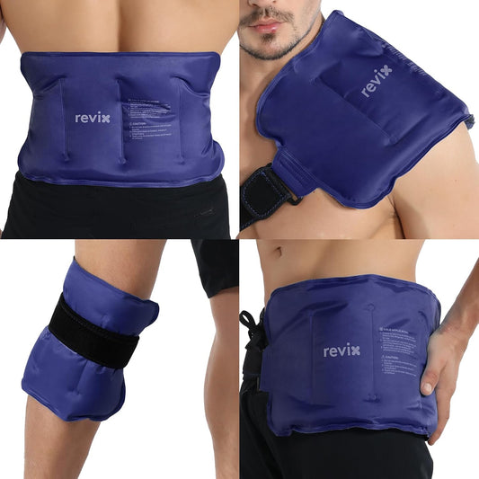 REVIX Ice Pack for Injuries Reusable Gel for Lower Back & Shoulder, Navy