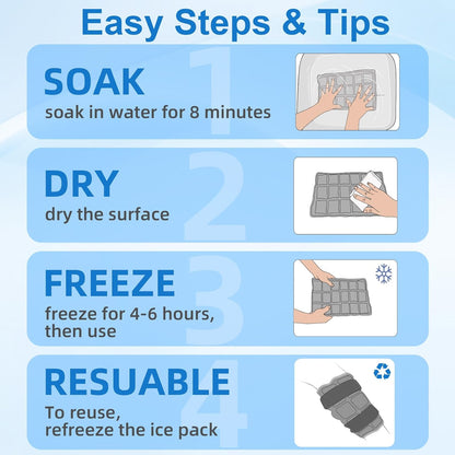 WORLD-BIO Ice Packs for Injuries Reusable, Knee Ice Pack Wrap with Straps, Gel Ice Wrap for Leg Pain Relief, Hot & Cold Compress Therap for Swelling, Water Soak Needed, Light Blue, 1Pack