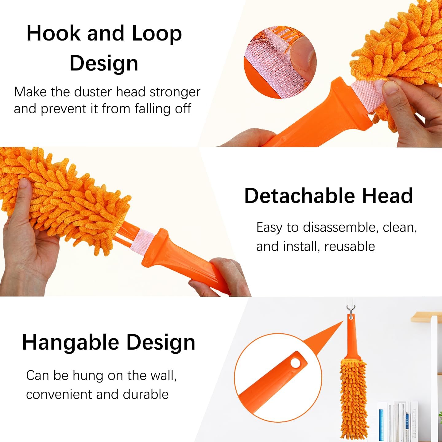 3 Pcs Professional Gap Cleaning Duster Sets, 1 Pcs 100 inch Retractable Gap Duster and 2 Pcs 15 inch Gap Cleaning Dusters, Microfiber Dusters for Gaps, Blinds, Cars, Furniture, Office