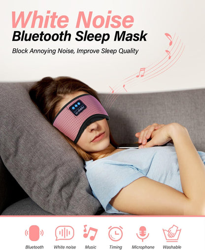 LC-dolida Sleep Headphones, White Noise Bluetooth Sleep Mask 3D Breathable Wireless Eye Mask for Timing, Sleep Mask with Bluetooth Headphones for Side Sleepers Travel Yoga, Cool Gadgets for Women Men