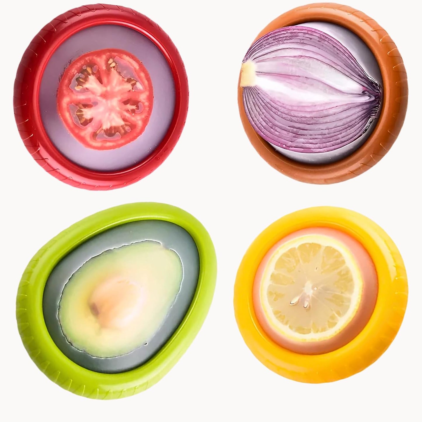 Silicone Fruit and Vegetable Anti-Oxidation Storage Box, Fresh Pods For Storage, Avocado Saver For Fridge, Set of 4 Reusable Storage Containers for Fridge, Fresh Pods