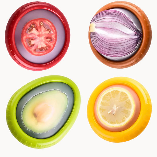 Silicone Fruit and Vegetable Anti-Oxidation Storage Box, Fresh Pods For Storage, Avocado Saver For Fridge, Set of 4 Reusable Storage Containers for Fridge, Fresh Pods