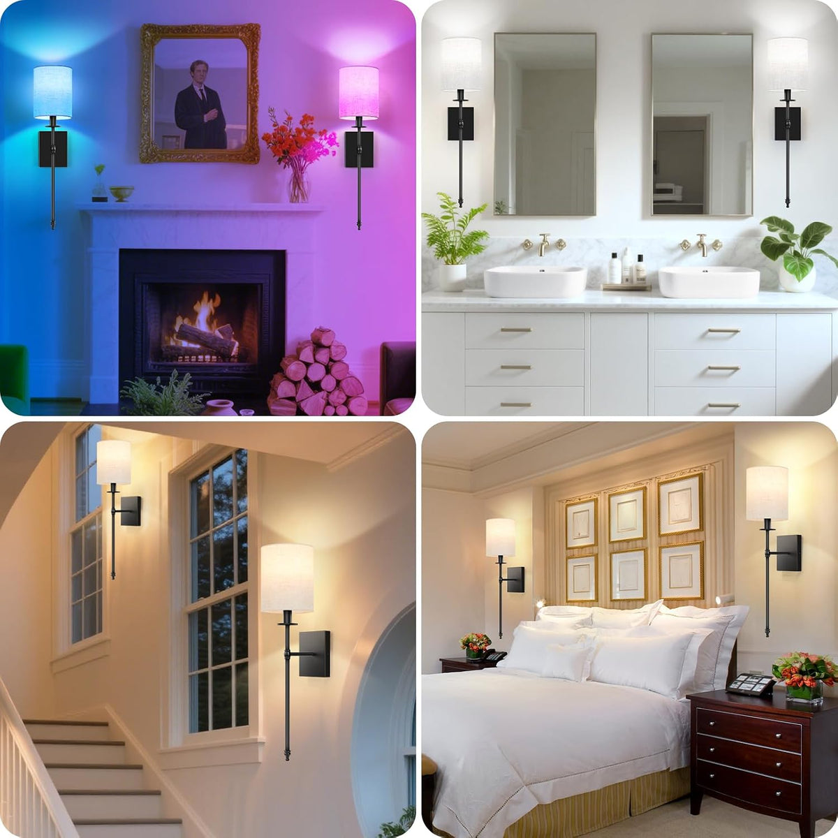 Battery Operated Wall Sconces Set of 2, Rechargeable Sconces with Remote