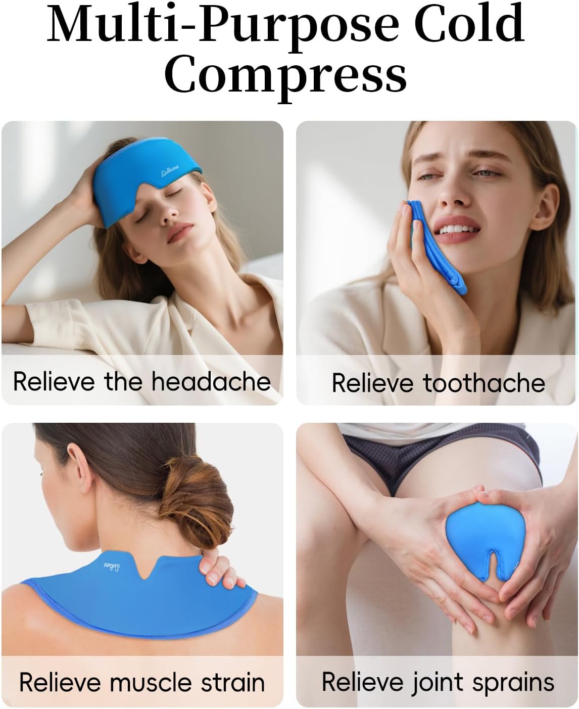 Cooling Eye Mask for Puffy Eyes, FSA Eligible HSA, Headache and Migraine Relief Gel Eye Mask, for Headache, Puffiness, Eye Strain, Reusable Face Ice Pack for Post-Surgery Care, Deep Blue
