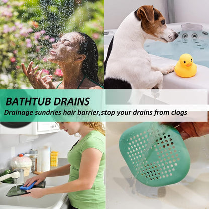 Bovinde Hair Drain Catcher,Square Cover for Shower 2 Pack (Black) | Drainer Cover Silicone Hair Stopper with Suction Cups,Protector Accessories,Easy to Install Suit for Bathroom,Bathtub,Sink