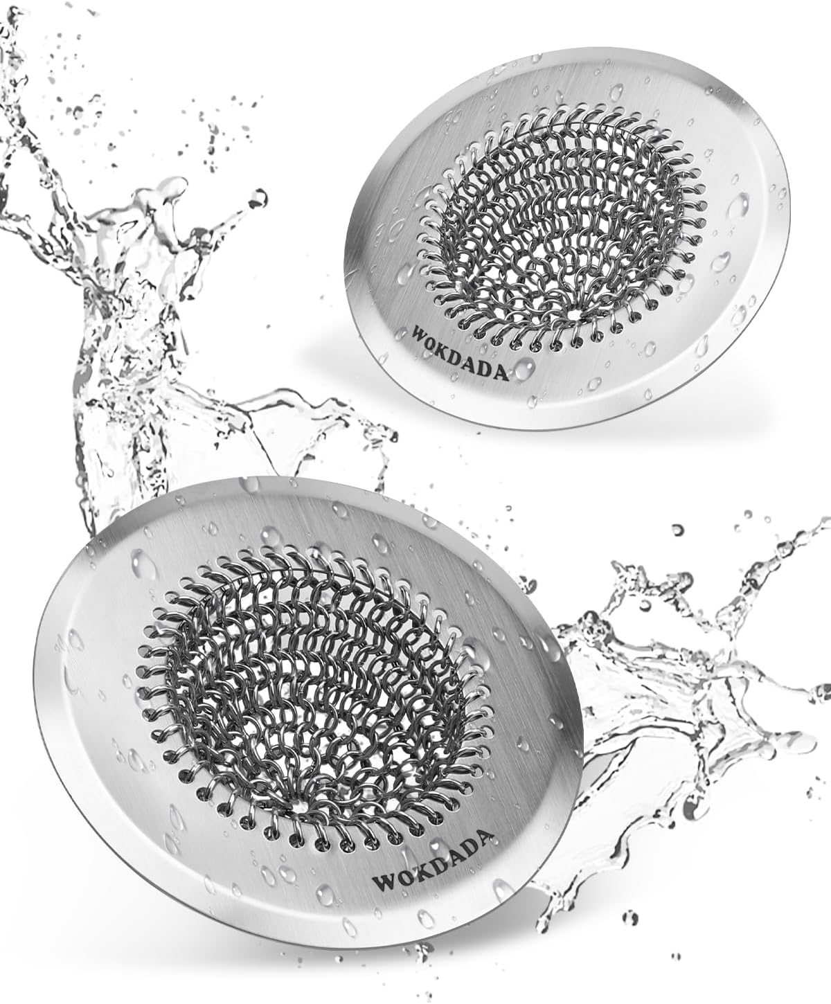Kitchen Sink Drain Strainer,Patented Reversible Chain Mesh Basket Anti-Clog | Revolutionary Sink Strainer，Easy Clean，Fast Drainage，304 Stainless Steel Rust-Proof，4.4" Large Capacity Food Catcher，Handmade