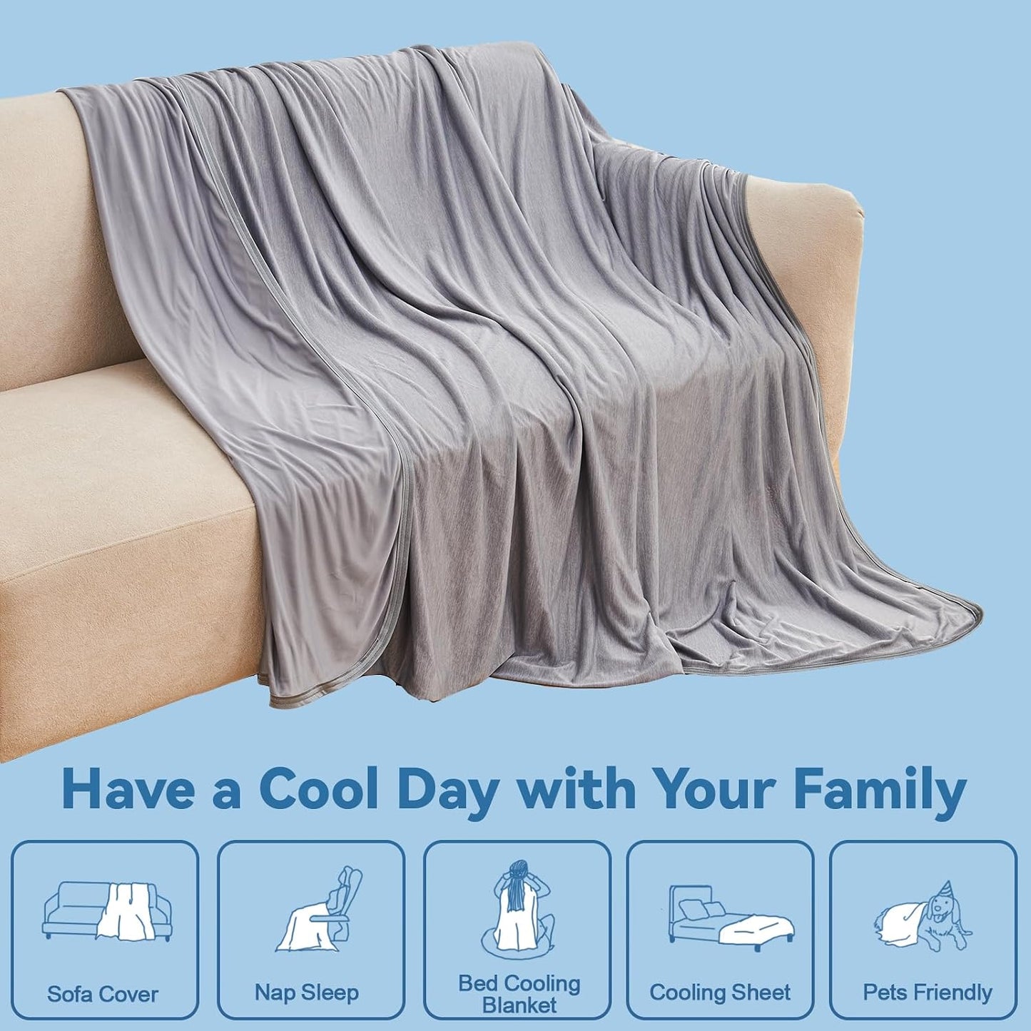 Ailemei Direct Cooling Thin Mattress Pad, King Size Mattress Topper for Hot Sleepers, Deep Pocket Fits 16" Mattresses, Fitted Sheets for Bed, Summer Cooling System, Gray, 76"x80"