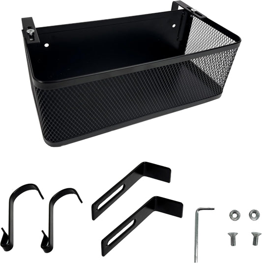 Bedside Caddy Shelf with Hook, Bed Shelf Organizer for Bunk Bed, Office Cubicle, Dorm Room, Holder for Phone, Snacks, Books (Black, 11*4.9*3.9 inch)