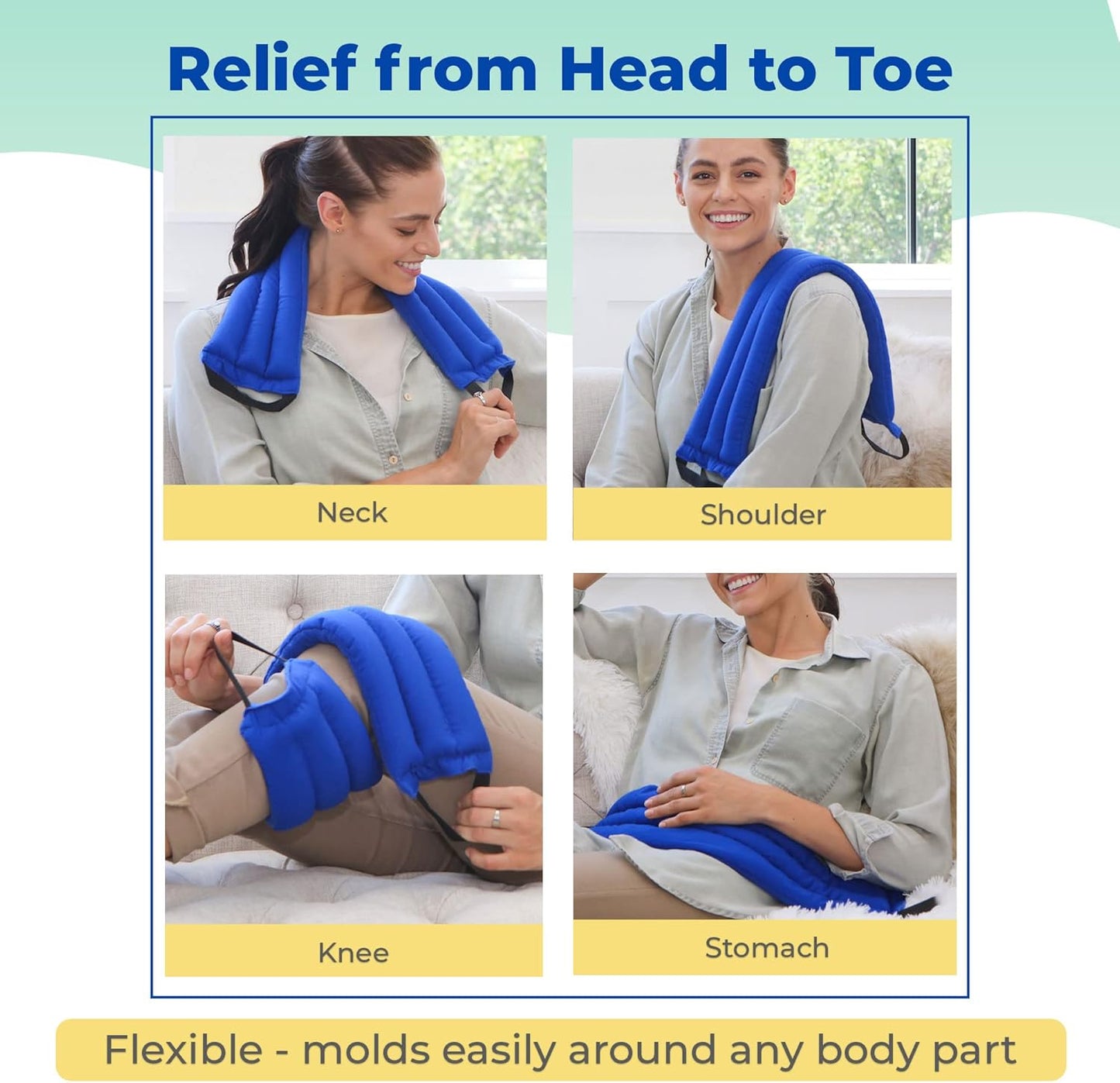 Microwavable Heating Pads for Lower Back, Neck, and Shoulder Pain Relief - Moist Microwave Heating Pad for Muscles and Joints - Microwave Hot Pack Heat Pad for Cramps -1 Heat Pack Blue-Lavender Scent
