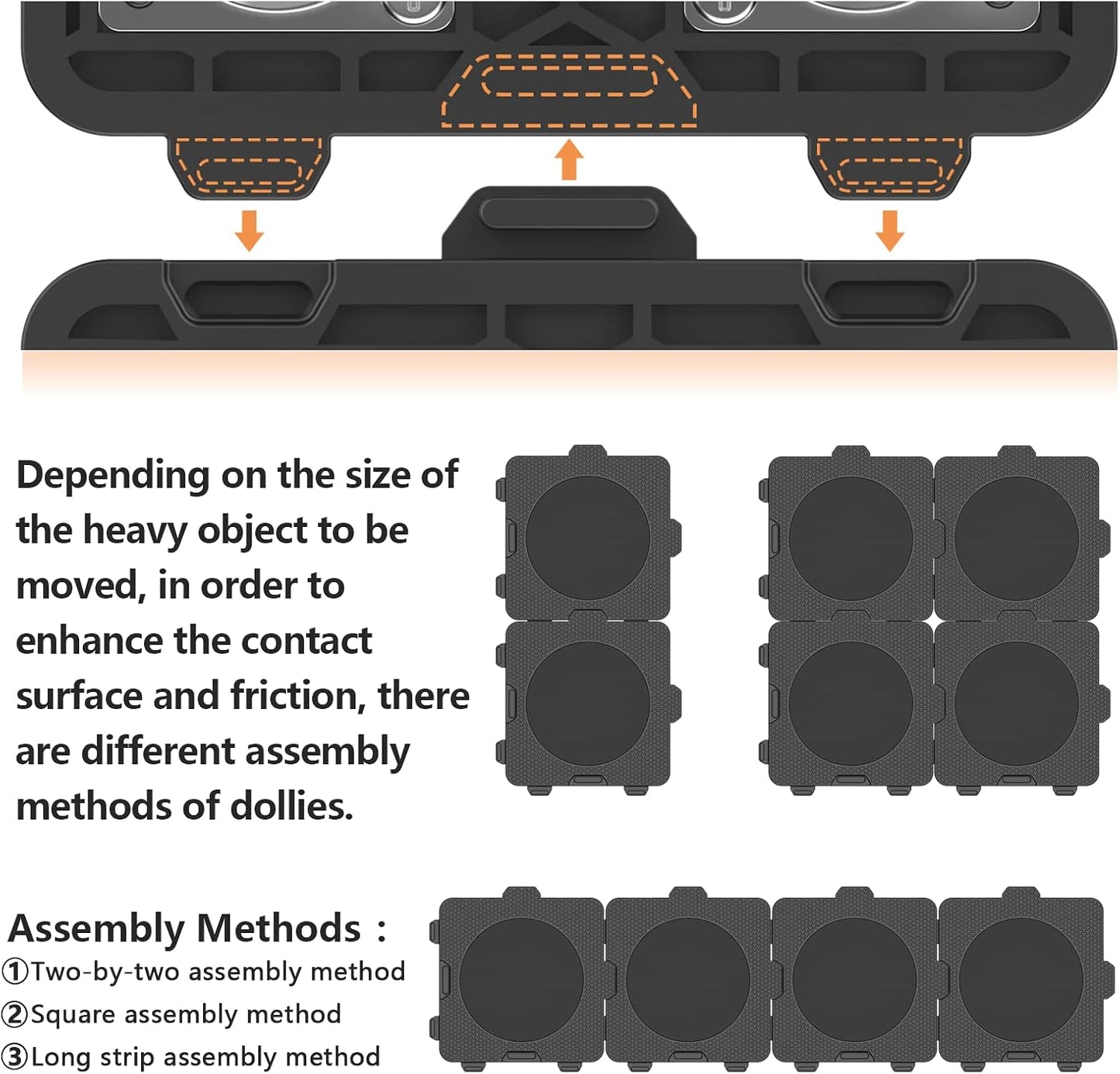ONEON Furniture Mover with Wheels, 360° Rotation Wheels Furniture Dolly for Moving Heavy Furniture, Appliances, 660 LB Max Load Capacity with Auxiliary Lifter - Connect Dolly
