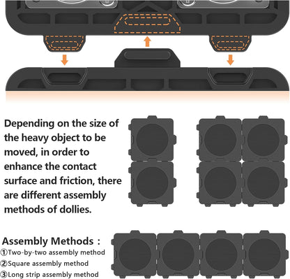 ONEON Furniture Mover with Wheels, 360° Rotation Wheels Furniture Dolly for Moving Heavy Furniture, Appliances, 660 LB Max Load Capacity with Auxiliary Lifter - Connect Dolly