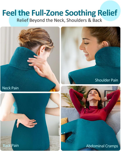 Heating Pad for Neck Shoulders Back, Upgraded PTC+NTC Even Heating, Versatile Electric Heated Neck Wrap for Full-Body Relax, Birthday Gifts for Women Men Mom Dad Wife Husband, ETL Safety Certified