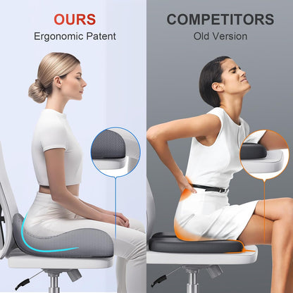 Benazcap Large Cooling Gel Memory Foam Seat Cushion for Long Sitting | Ergonomic cushion. Relieves sciatica, tailbone & lower back pain, great for office work, gaming and long-distance car travel.