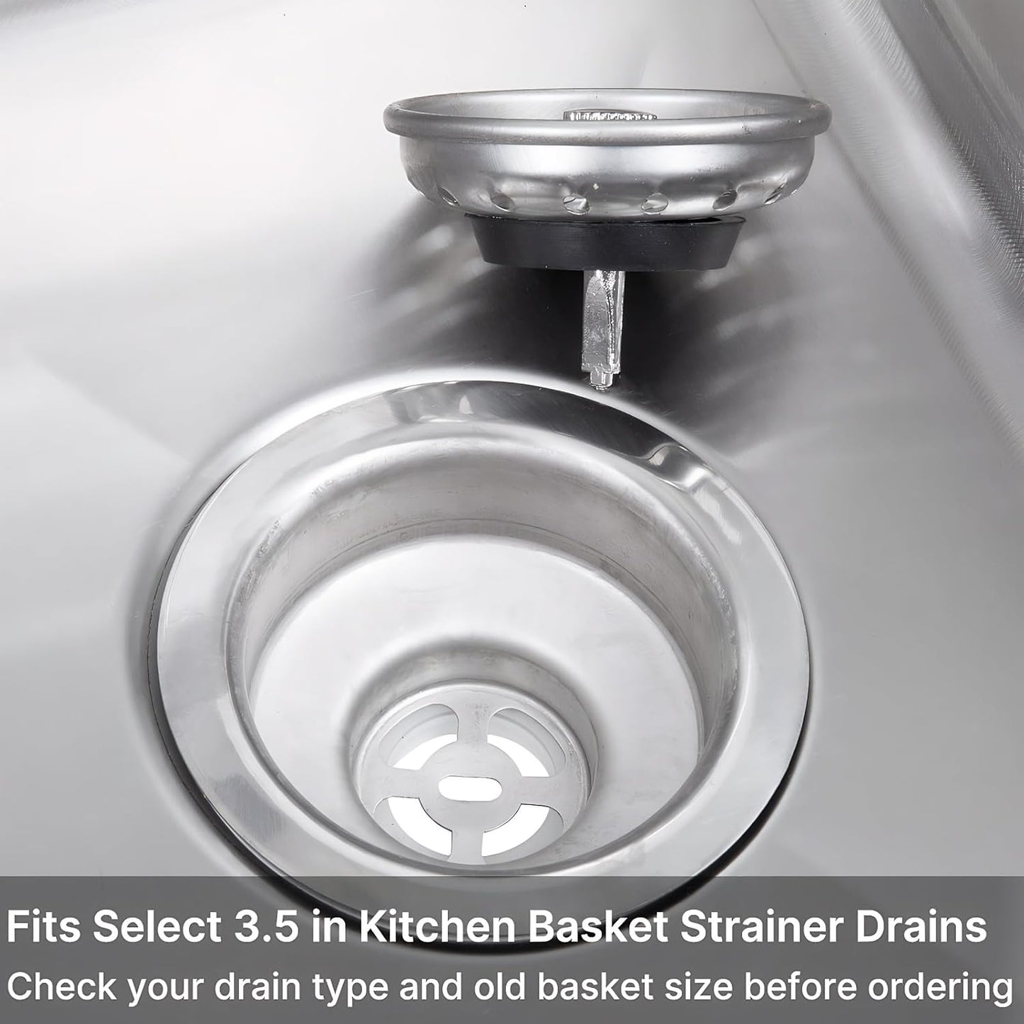 Kingrol 4 Pack Kitchen Sink Strainer Baskets with Removable Rubber Stoppers, Stainless Steel Replacement for Select 3.5" Basket Strainer Drains, Easy Clean, Rust Resistant