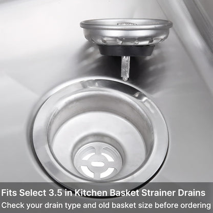 Kingrol 4 Pack Kitchen Sink Strainer Baskets with Removable Rubber Stoppers, Stainless Steel Replacement for Select 3.5" Basket Strainer Drains, Easy Clean, Rust Resistant