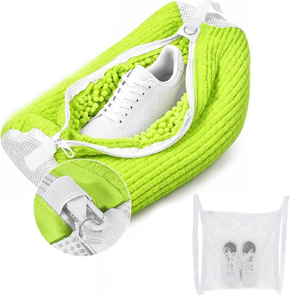Shoe Washing Machine Bag, Shoe Laundry Bag for Washer and Dryer | 2 Pack Shoe Cleaning Bag for Sneakers & Tennis Shoes, XXL Size, Shoe Protection, Dry Bags, Zipper Hook, Travel & Dorm Storage