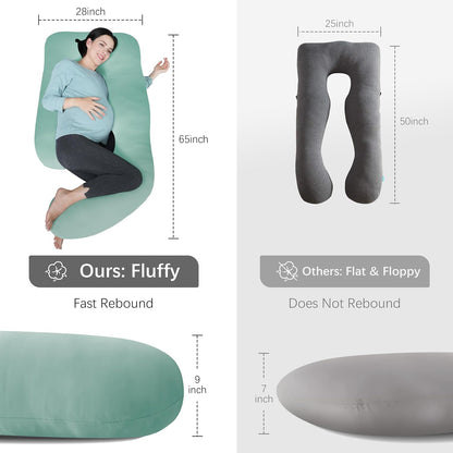 MOON PARK Pregnancy Pillows for Sleeping - 57 Inch U Shaped Full Body Maternity Pillow with Removable Cover - Support for Back, Legs, Belly, Hips - Pregnancy Pillow for Women - Grey