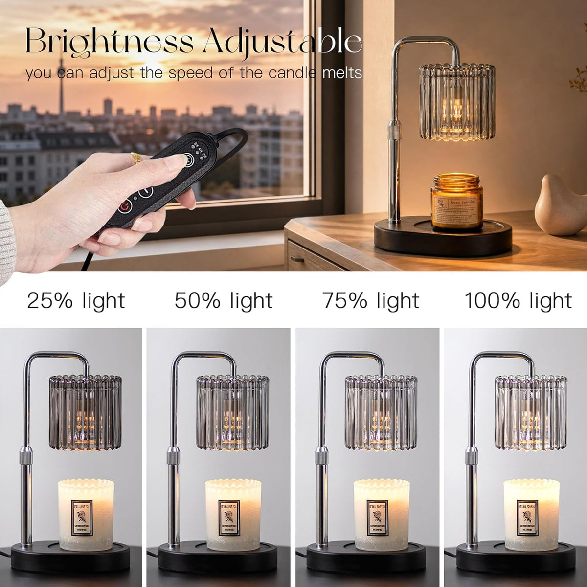 Candeldo Candle Warmer Lamp with Timer: Black Wax Melt Warmer