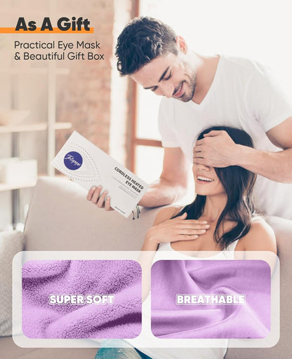 Heated Eye Mask, Cordless Warm Eye Compress for Dry Eyes Blepharitis, Light Blocking Heat Eye Mask for Men Women, 1000mAh Rechargeable Battery and Washable Cover (Black)