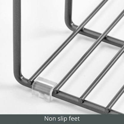 mDesign 3 Slot Tray and Pan Rack — Metal Wire Rack for Pantry and Kitchen Storage — Freestanding Pan Lid Holder Also for Baking Trays and Crockery – Silver