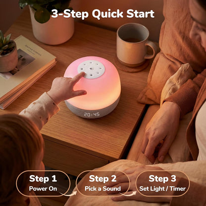 Mewaii White Noise Sound Machine Baby, 34 Sounds, Sunrise Alarm Clock | Mom's Choice Awards, App Control, 360° RGB Night Light, Sleep Soother for Adults & Kids, Newborn Essentials Shower Gift