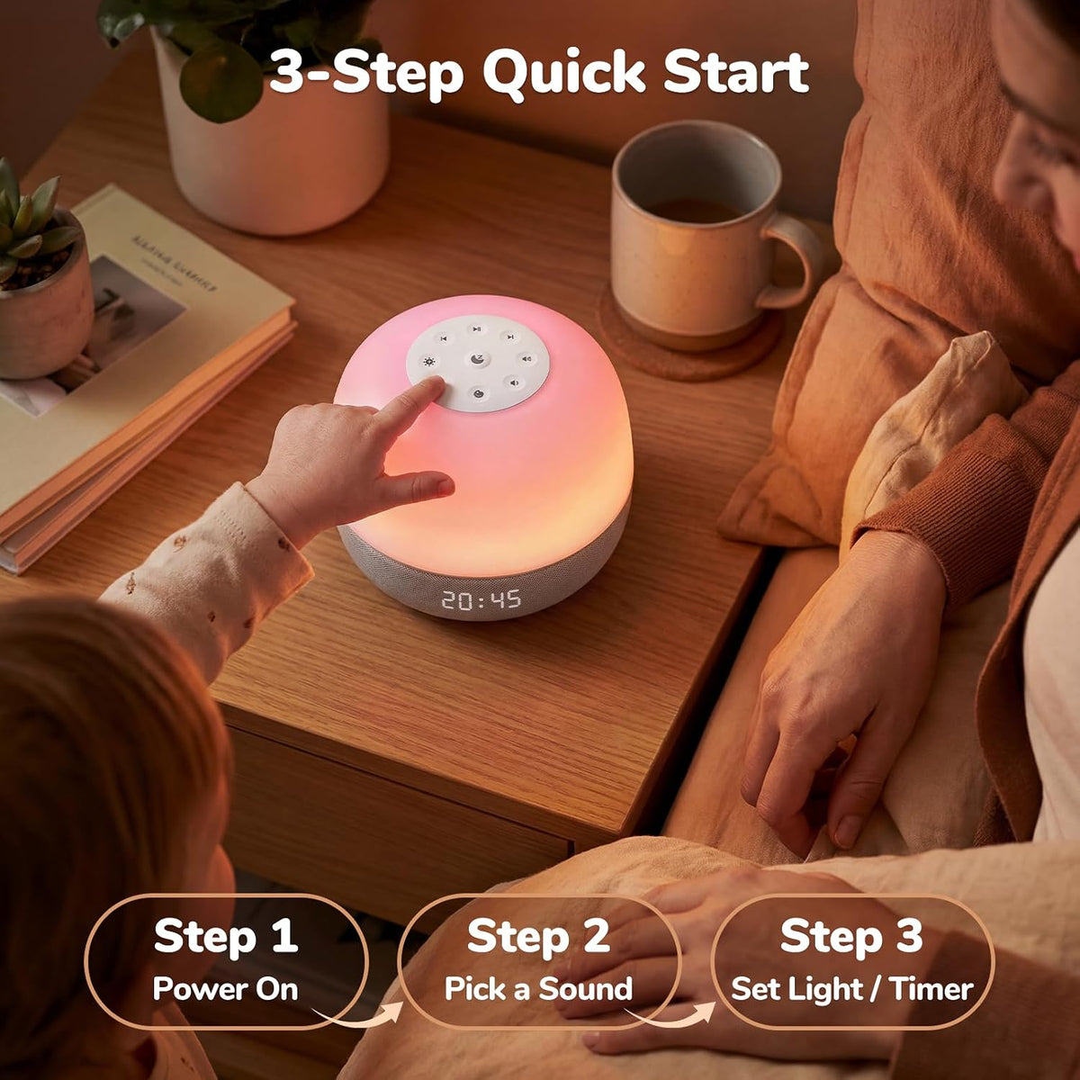 Mewaii White Noise Sound Machine Baby, 34 Sounds, Sunrise Alarm Clock