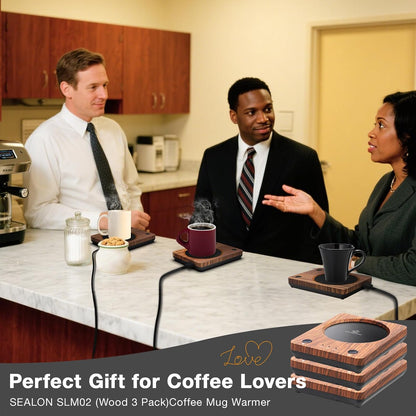 SEALON SLM03 Electric Coffee Mug Warmer - 3-Temperature Desk Cup Warmer with Auto Shut-Off (4 Hours) for Heating Coffee, Tea, Milk & Beverages