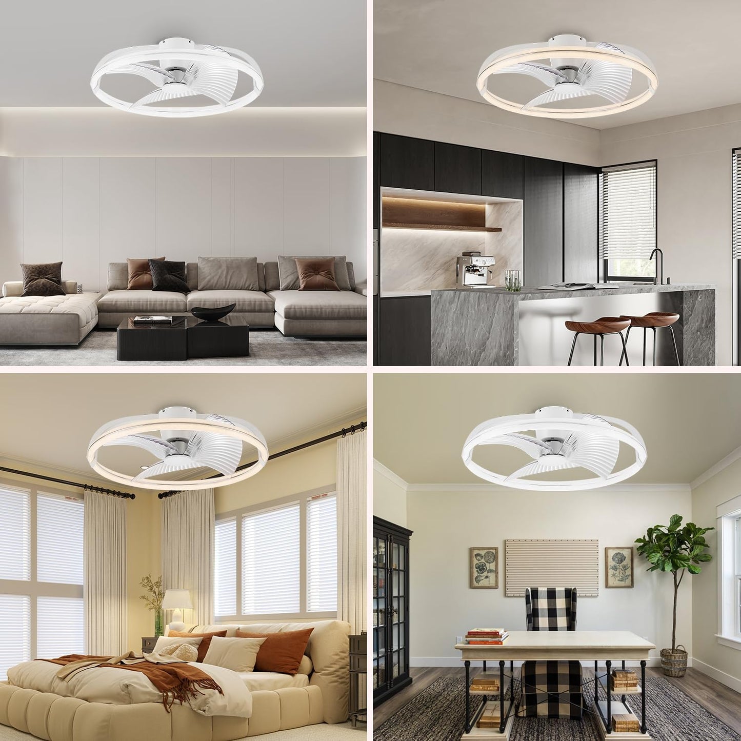 18.9" RGB Flush Mount Ceiling Fan with Light, 6 Speeds 3 Colors | Indoor Ceiling Fan · RGB+3CCT Dimmable · App/Remote Control · Quiet DC · 6-Speed Reversible · Flush Mount 18.9" · Kids Room