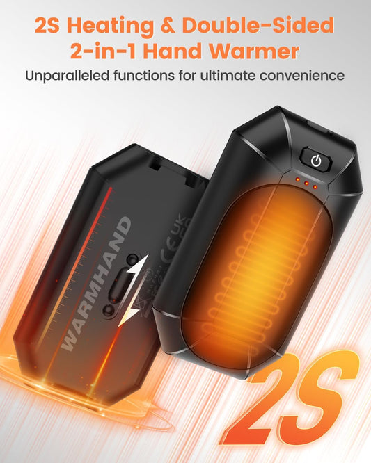 Hand Warmers Rechargeable 2 Pack, Reusable Electric Handwarmers Portable | AI Smart Safe Heat Long Lasting Pocket Heater, Warm Gifts for Men Women Outdoor Indoor Hiking Studying Hunting Golf Camping