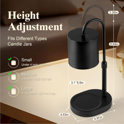 Dreamholder Electric Candle Warmer Lamp with Timer & Dimmer, Adjustable Height Wax Melt Warmer for Jar Candles, Wood Base Candle Melter, Floral Home Decor Gifts for Women, Mom, Natural Wood