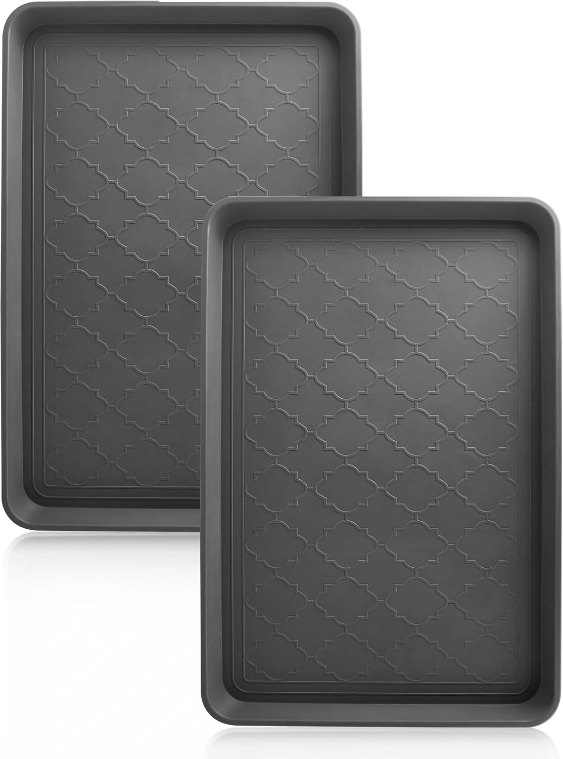 WATANIYA PET Boot Tray for Entryway Indoor, Heavy Duty Shoe Mat Tray 2 Packs, 16.7"x12.8" Waterproof Shoes Trays with Raised Edge, Outdoor Multi-Purpose Mats for Boots, Garden, Pets
