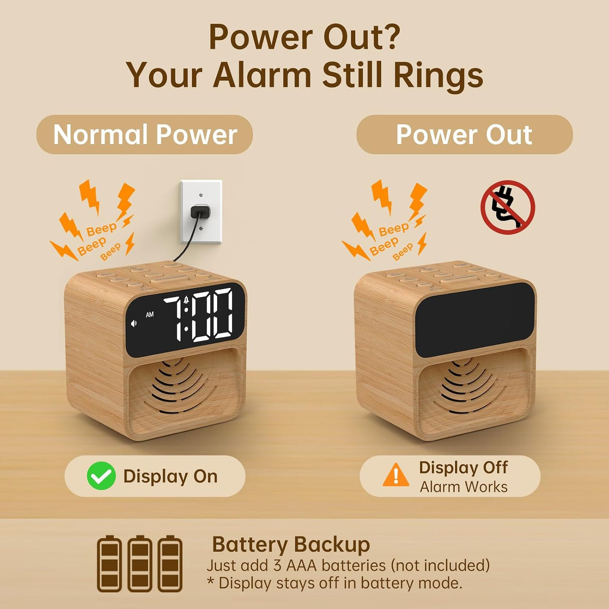 AuroraCalm Extra Loud Alarm Clock for Heavy Sleepers with 115dB Alarm