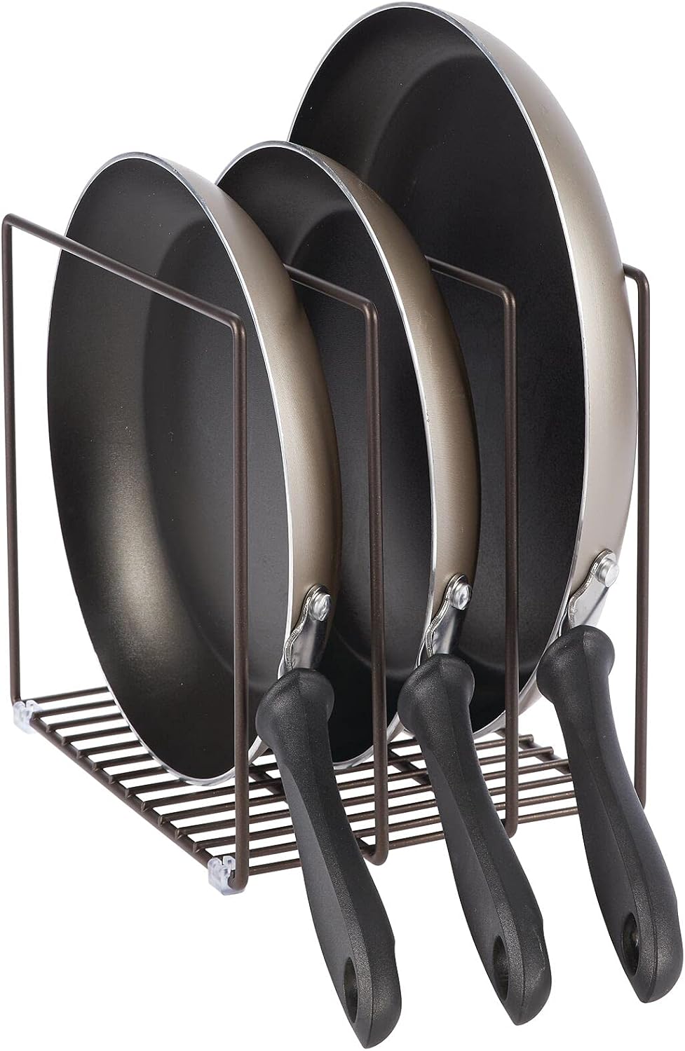 mDesign 3 Slot Tray and Pan Rack — Metal Wire Rack for Pantry and Kitchen Storage — Freestanding Pan Lid Holder Also for Baking Trays and Crockery – Silver