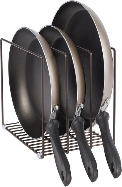 mDesign 3 Slot Tray and Pan Rack — Metal Wire Rack for Pantry and Kitchen Storage — Freestanding Pan Lid Holder Also for Baking Trays and Crockery – Silver