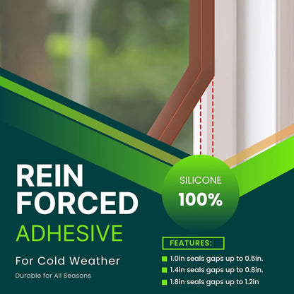 Weather Stripping Door Seal - Updated 1.4in Door Draft Stopper | Silicone Seal Strip for House and Glass Shower Doors for Windows Gaps of Collision and Side, Window Insulation for Winter
