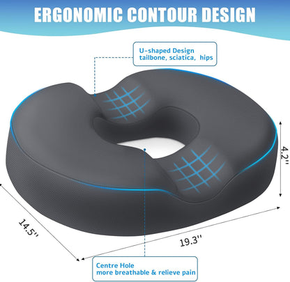 BlissTrends Donut Pillow Seat Cushion, Memory Foam Lifting Cushions(Black)