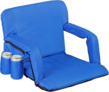 LEMY 20.5"/ 25" Wide Adjustable Stadium Seat for Bleachers Portable Water Resistant Stadium Chair with Back/Arms/Cushion for Outdoor or Indoor