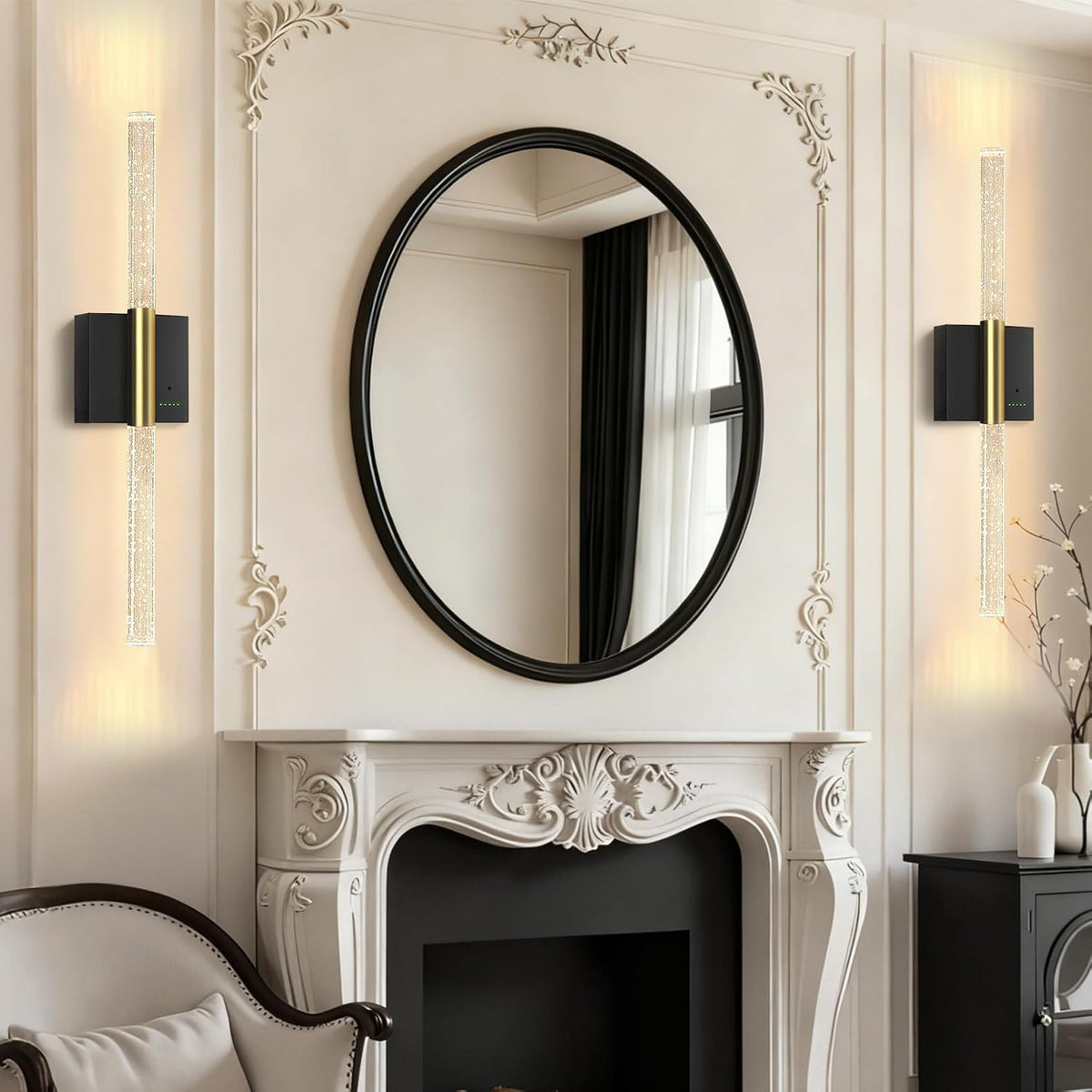 Battery Operated Sconces Set of 2, 28in Rechargeable Wireless Wall Lights