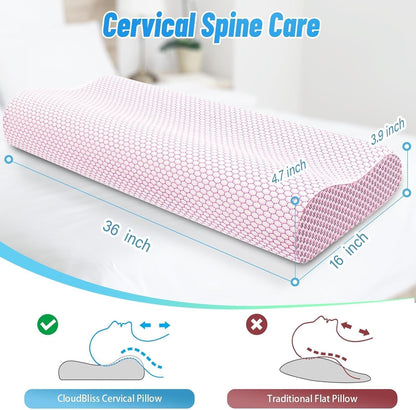 Neck Pillow for Sleeping, Ergonomic Cervical Bed Pillow, Blue Standard Size | Memory Foam Bed Pillow for Side Back Stomach Sleepers, Contour Fit Neck Pillow for Sleeping and Neck Pain Relief