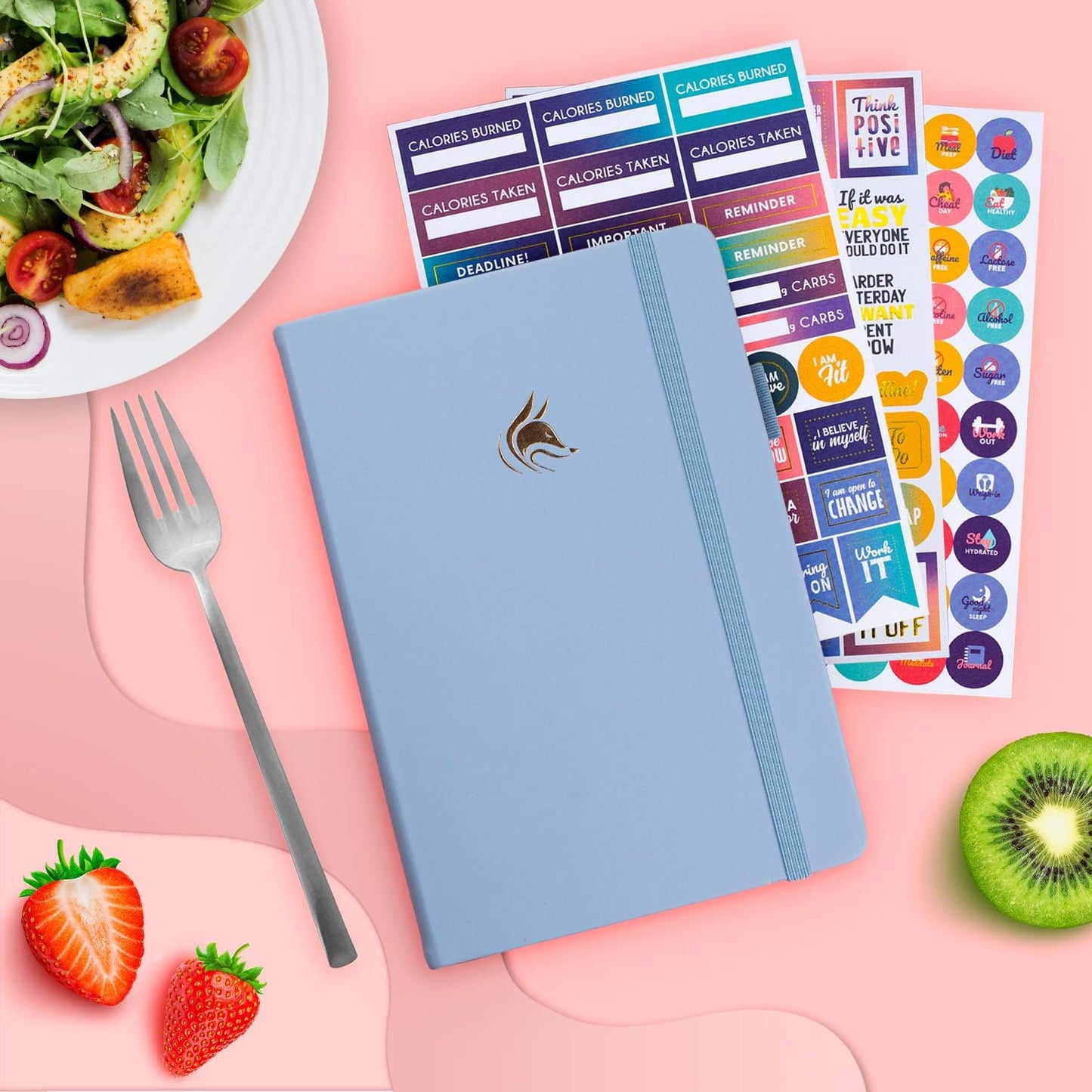 Clever Fox Wellness Planner & Food Journal for Weight Loss, A5 Orange | 5.8"x8.3" nutrition & exercise tracker for women tracking meals, diet & symptom diary, calorie counter notebook, stickers