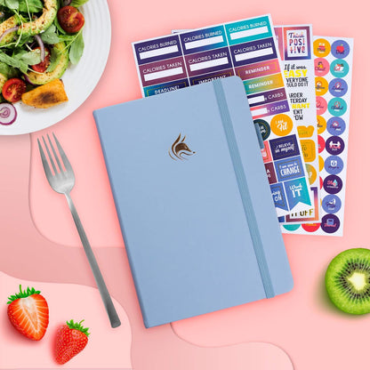 Clever Fox Wellness Planner & Food Journal for Weight Loss, A5 Orange | 5.8"x8.3" nutrition & exercise tracker for women tracking meals, diet & symptom diary, calorie counter notebook, stickers