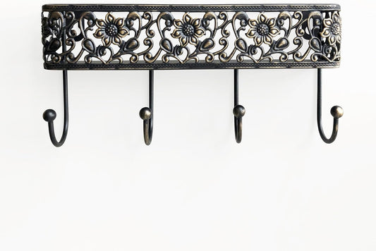 Key Holder for Wall，Vintage Metal Key and Mail Holder Wall Mount, Decorative Entryway Key Rack with Hooks for Keys, Mail, Hats, Bags