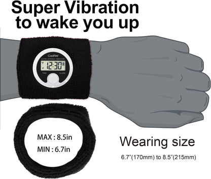 Coolfire - Vibrating Alarm Clock Sweatband, Silent Wake Yourself Up Wristband Vibrating Alarm Watch for Couples, Students, Easy to Set on User-Friendly App, Hearing Impaired, USB Chargeable