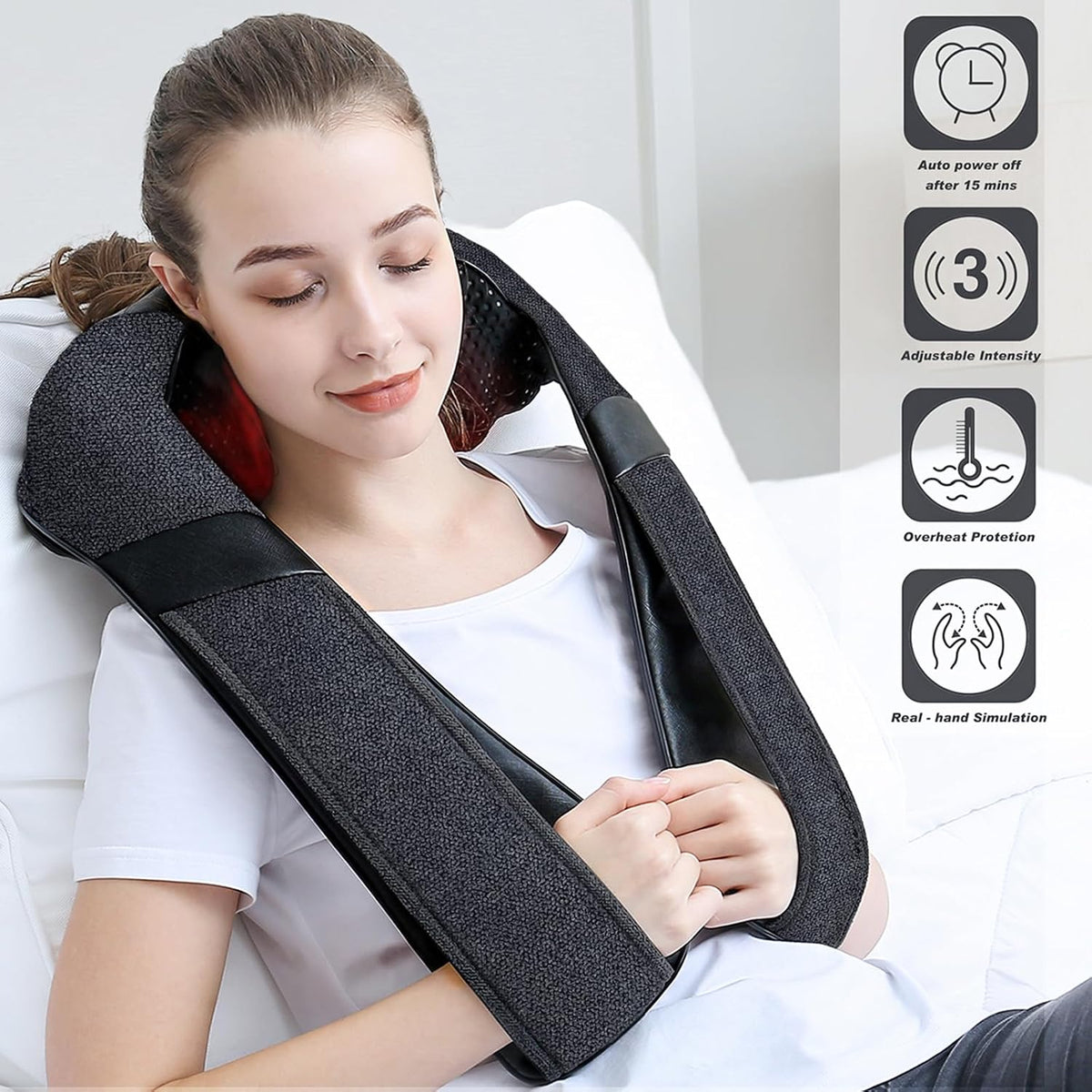 Shiatsu Neck and Back Massager with Heat for Pain Relief Deep Tissue Gifts