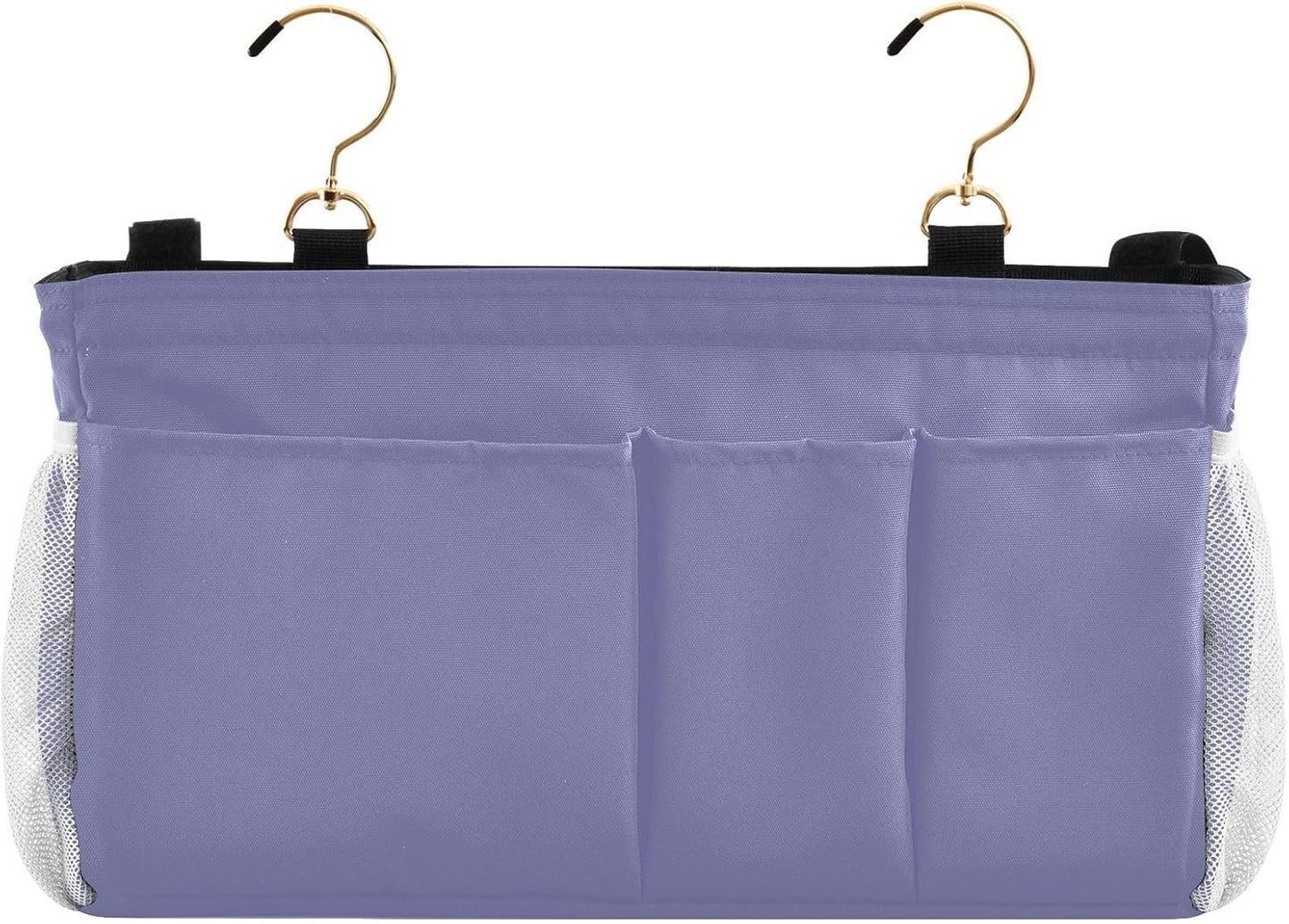 Black Bedside Caddy Storage Bag Bedside Organizer for Bed Rails College Dorm Room Organizer Caddy Hanging Shelf 6 Pockets with Hooks for Drinks Magazine Phone Holder